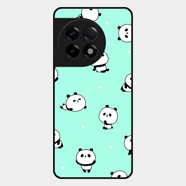 Cute Panda Blue Glossy Metal Case Cover For Oneplus 11R 5G