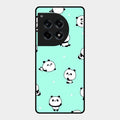 Cute Panda Blue Glossy Metal Case Cover For Oneplus 12R 5G