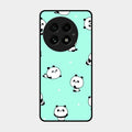 Cute Panda Blue Glossy Metal Case Cover For Oneplus 13 5G