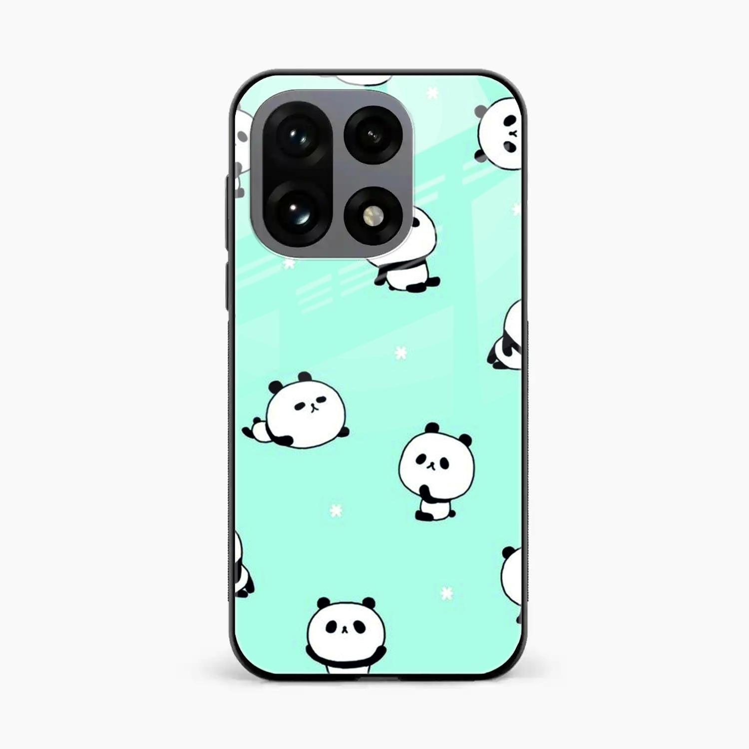 Cute Panda Blue Glossy Metal Case Cover For OnePlus 15 5G