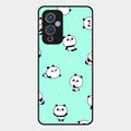 Cute Panda Blue Glossy Metal Case Cover For Oneplus 9 5G