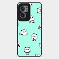 Cute Panda Blue Glossy Metal Case Cover For Oneplus Nord Ce 2 5G