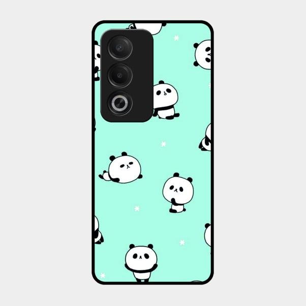 Cute Panda Blue Glossy Metal Case Cover For Oppo A3 Pro 5G