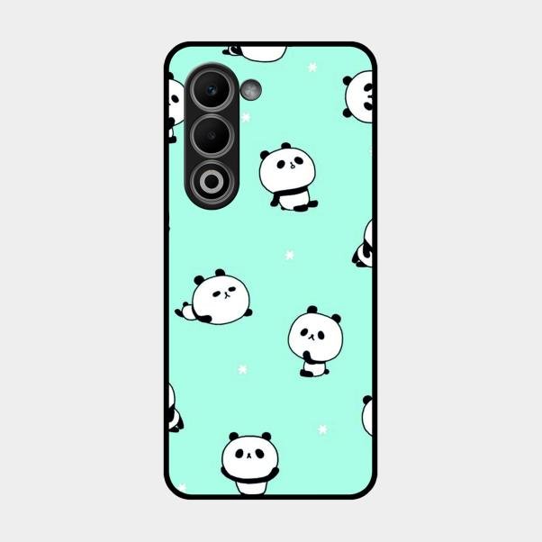 Cute Panda Blue Glossy Metal Case Cover For Oppo A5 5G