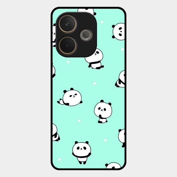 Cute Panda Blue Glossy Metal Case Cover For Oppo A5 Pro 5G