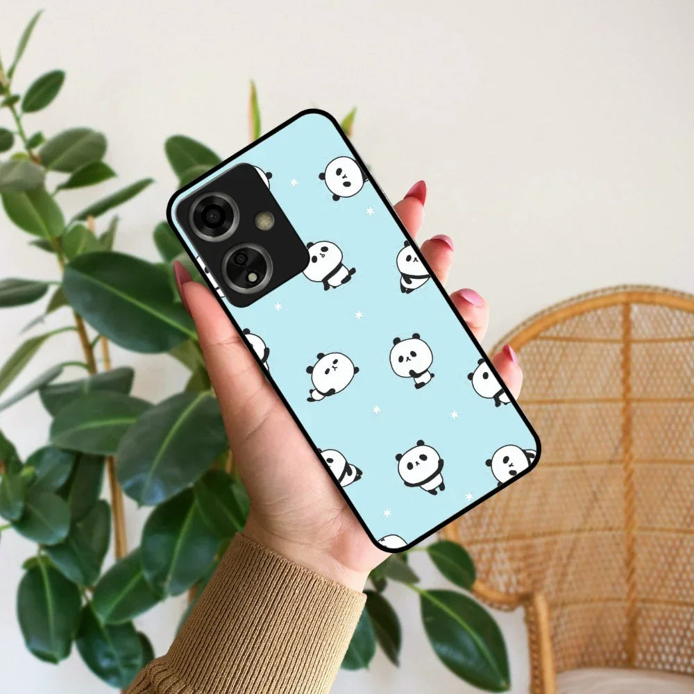 Cute Panda Blue Glossy Metal Case Cover For Oppo - ShopOnCliQ