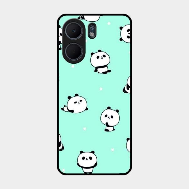 Cute Panda Blue Glossy Metal Case Cover For Oppo A5X 4G