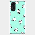 Cute Panda Blue Glossy Metal Case Cover For Oppo A78 5G