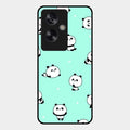 Cute Panda Blue Glossy Metal Case Cover For Oppo A79 5G