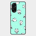 Cute Panda Blue Glossy Metal Case Cover For Oppo F23 5G