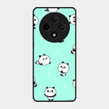 Cute Panda Blue Glossy Metal Case Cover For Oppo F27 Pro Plus 5G