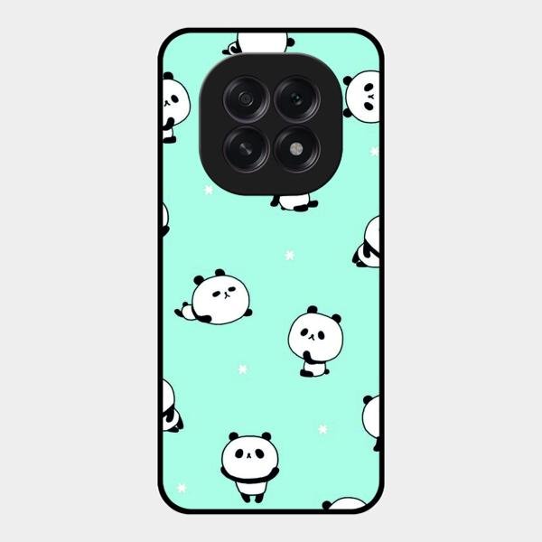 Cute Panda Blue Glossy Metal Case Cover For Oppo F29 5G