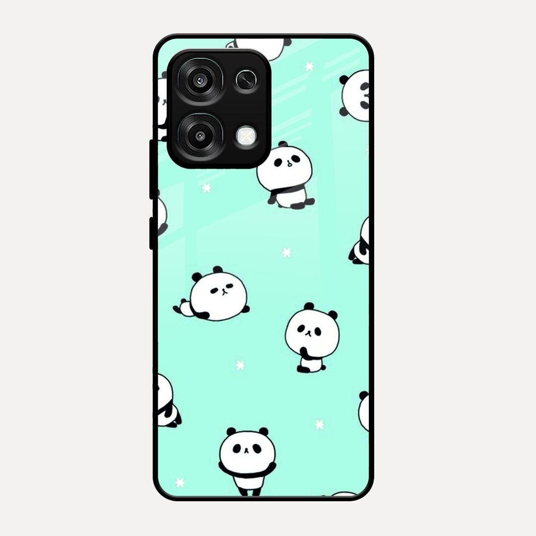Cute Panda Blue Glossy Metal Case Cover For Oppo F31 5G