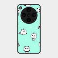 Cute Panda Blue Glossy Metal Case Cover For Oppo Find X8 Pro 5G