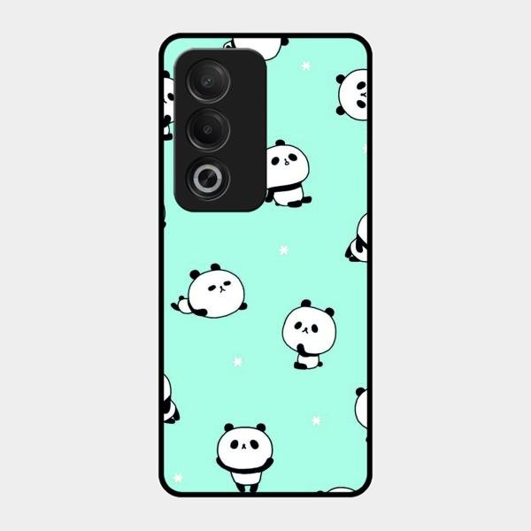 Cute Panda Blue Glossy Metal Case Cover For Oppo K12X 5G