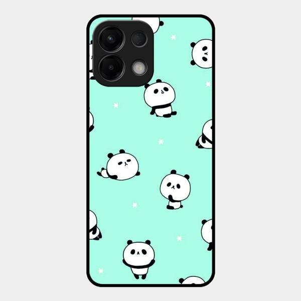 Cute Panda Blue Glossy Metal Case Cover For Oppo K13 5G