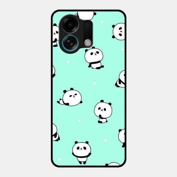 Cute Panda Blue Glossy Metal Case Cover For Oppo K13 Turbo 5G