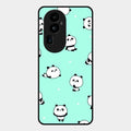 Cute Panda Blue Glossy Metal Case Cover For Oppo Reno 10 Pro Plus 5G