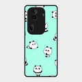 Cute Panda Blue Glossy Metal Case Cover For Oppo Reno 11 Pro 5G