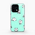 Cute Panda Blue Glossy Metal Case Cover For Oppo Reno 15 5G