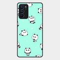 Cute Panda Blue Glossy Metal Case Cover For Oppo Reno 6 5G