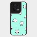 Cute Panda Blue Glossy Metal Case Cover For Oppo Reno 8 5G