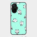 Cute Panda Blue Glossy Metal Case Cover For Poco F7 5G