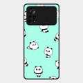 Cute Panda Blue Glossy Metal Case Cover For Poco X4 Pro 5G
