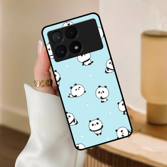 Cute Panda Blue Glossy Metal Case Cover For Poco