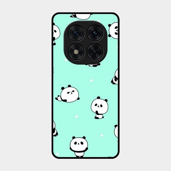 Cute Panda Blue Glossy Metal Case Cover For Poco X7 5G