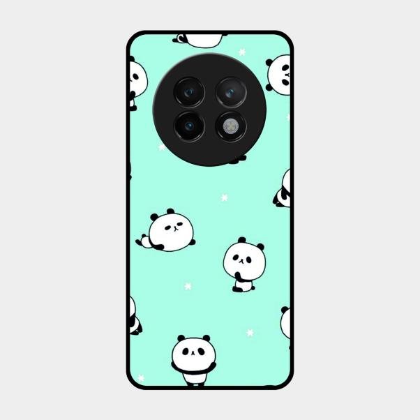 Cute Panda Blue Glossy Metal Case Cover For Realme 13 Plus 5G