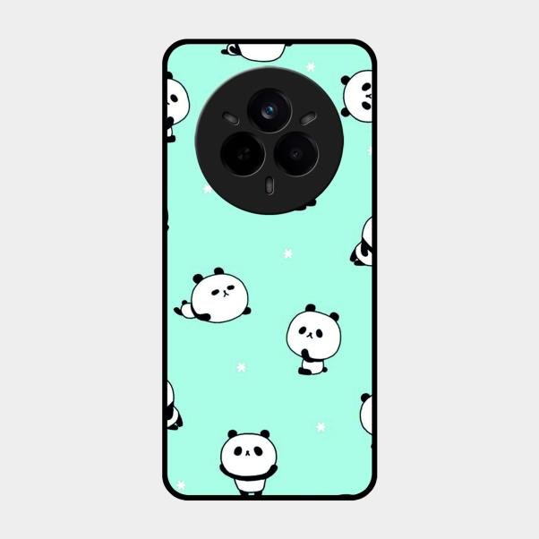 Cute Panda Blue Glossy Metal Case Cover For Realme 14 Pro Plus 5G