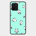 Cute Panda Blue Glossy Metal Case Cover For Realme 9I 5G