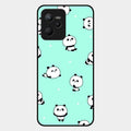 Cute Panda Blue Glossy Metal Case Cover For Realme C35
