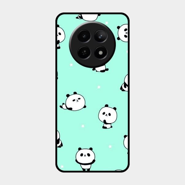 Cute Panda Blue Glossy Metal Case Cover For Realme C65 5G