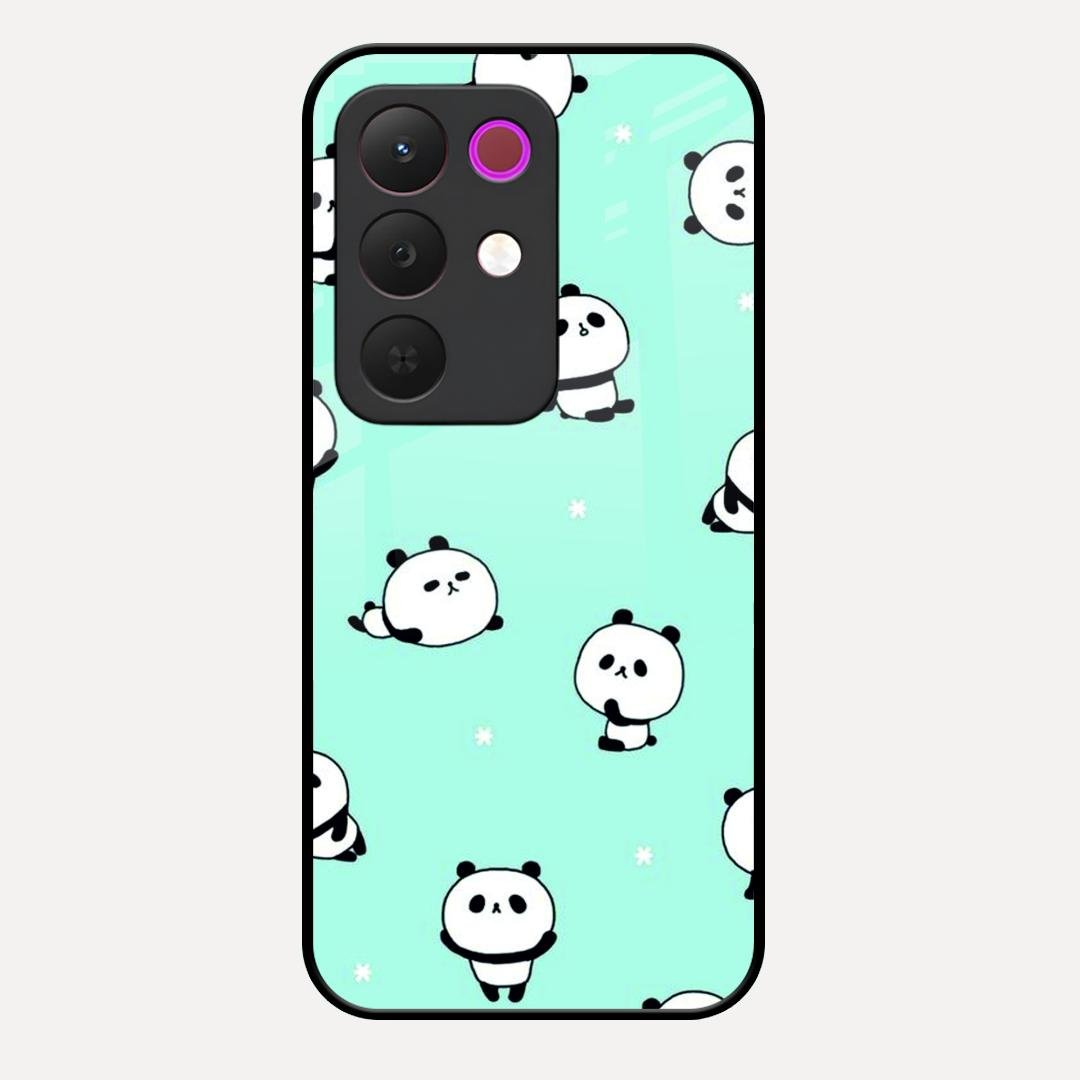 Cute Panda Blue Glossy Metal Case Cover For Realme C85 5G
