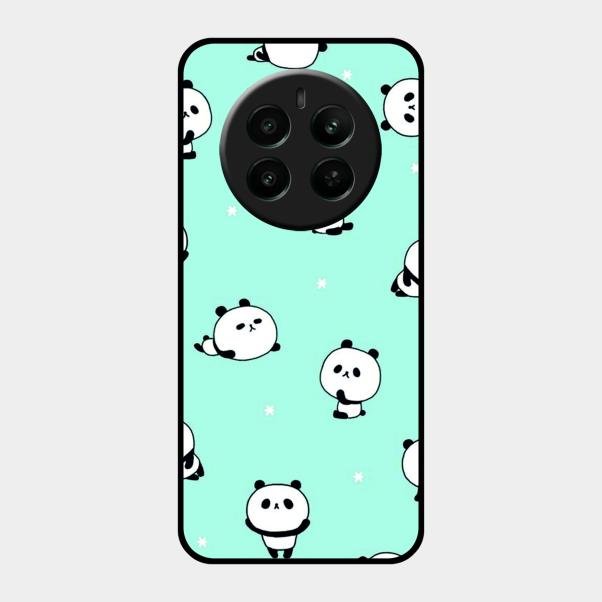Cute Panda Blue Glossy Metal Case Cover For Realme Narzo 70 5G