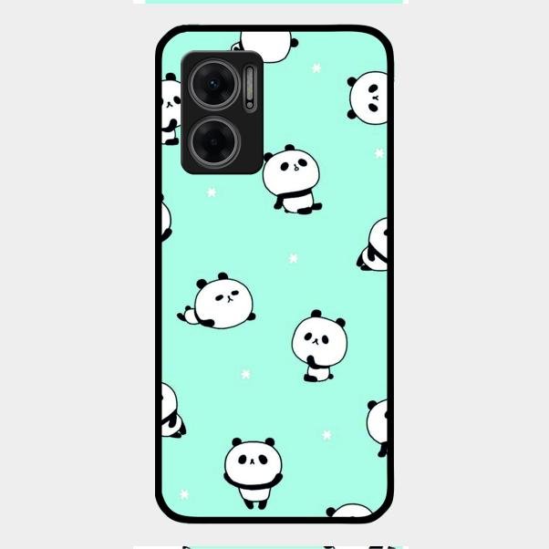 Cute Panda Blue Glossy Metal Case Cover For Redmi 11 Prime 5G