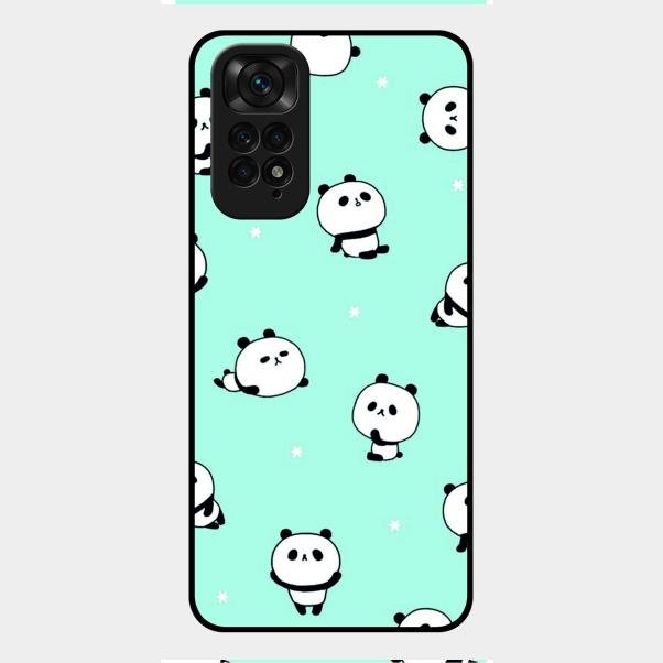 Cute Panda Blue Glossy Metal Case Cover For Redmi Note 11