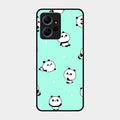 Cute Panda Blue Glossy Metal Case Cover For Redmi Note 12 4G