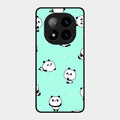 Cute Panda Blue Glossy Metal Case Cover For Redmi Note 14 Pro Plus 5G