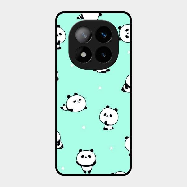 Cute Panda Blue Glossy Metal Case Cover For Redmi Note 14 Pro Plus 5G