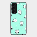 Cute Panda Blue Glossy Metal Case Cover For Samsung Galaxy A55 5G