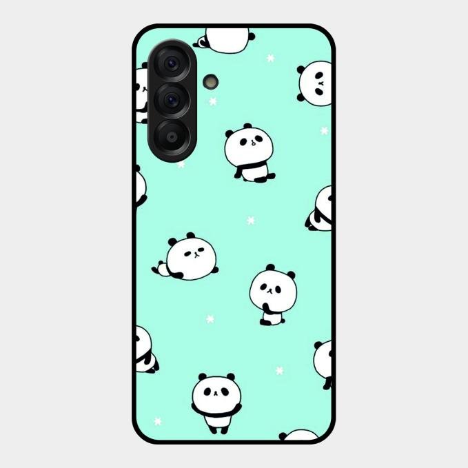 Cute Panda Blue Glossy Metal Case Cover For Samsung Galaxy A56 5G