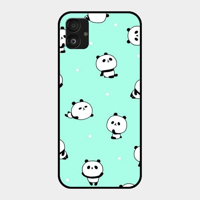 Cute Panda Blue Glossy Metal Case Cover For Samsung Galaxy F14 5G