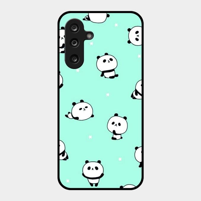 Cute Panda Blue Glossy Metal Case Cover For Samsung Galaxy F16 5G