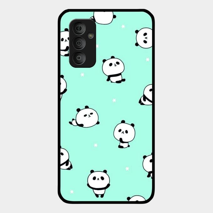 Cute Panda Blue Glossy Metal Case Cover For Samsung Galaxy F23 5G