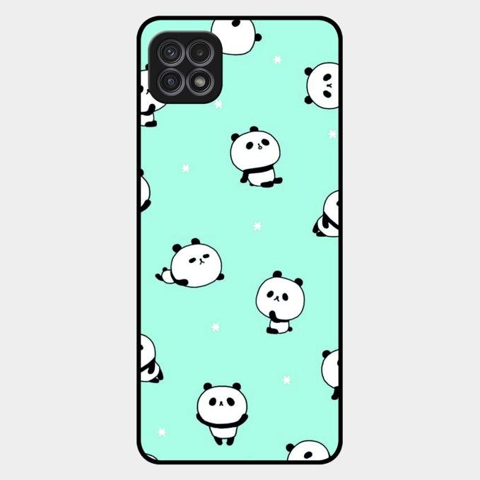 Cute Panda Blue Glossy Metal Case Cover For Samsung Galaxy F42 5G