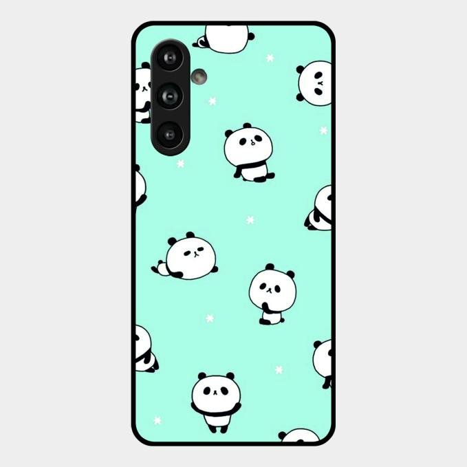 Cute Panda Blue Glossy Metal Case Cover For Samsung Galaxy F54 5G
