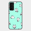 Cute Panda Blue Glossy Metal Case Cover For Samsung Galaxy M15 5G